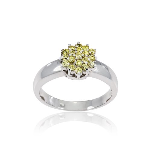 Δαχτυλίδι Ροζέτα από Λευκό Χρυσό Κ14 με Πέτρες Ζιργκόν 000465