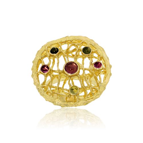 Δαχτυλίδι Κίτρινο Χρυσό 18 Καρατίων Κ18 με Τουρμαλίνες 000750