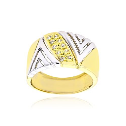 Δαχτυλίδι από Λευκό & Κίτρινο Χρυσό Κ14 με Πέτρες Ζιργκόν 000777