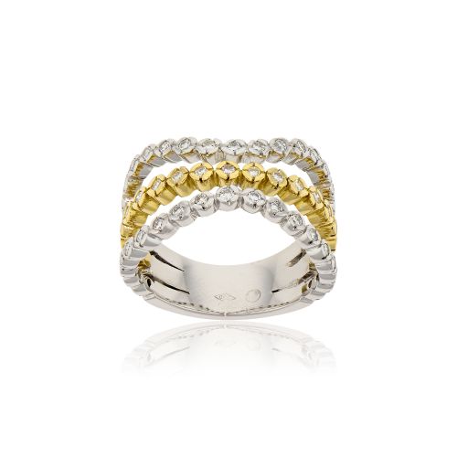 Δαχτυλίδι Κίτρινο και Λευκό Χρυσό 18 Καρατίων Κ18 με Διαμάντια Μπριγιάν 000844