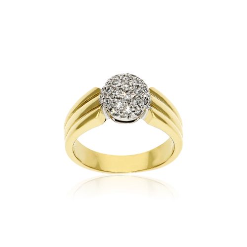 Δαχτυλίδι από Κίτρινο και Λευκό Χρυσό 18 Καρατίων με Διαμάντια Μπριγιάν 000848