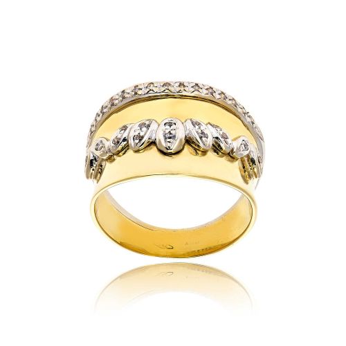 Δαχτυλίδι από Λευκό και Κίτρινο Χρυσό Κ18 με Ζιργκόν 000967