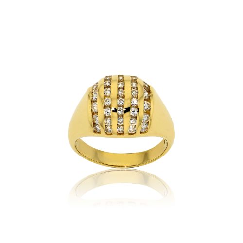 Δαχτυλίδι Κίτρινο Χρυσό 18 Καρατίων Κ18 με Πέτρες Ζιργκόν 000970