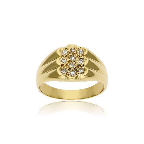 Δαχτυλίδι Σεβαλιέ από Κίτρινο Χρυσό 18 Καρατίων με Διαμάντια Μπριγιάν 001016