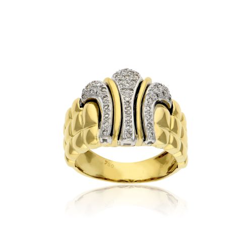 Δαχτυλίδι Κίτρινο και Λευκό Χρυσό 18 Καρατίων Κ18 με Διαμάντια 001030