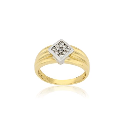 Δαχτυλίδι Κίτρινο και Λευκό Χρυσό 18 Καρατίων Κ18 με Διαμάντια 001084