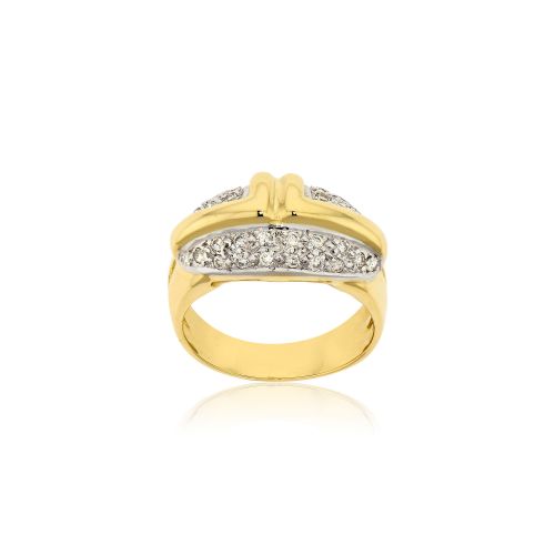 Δαχτυλίδι Σεβαλιέ Κίτρινο Χρυσό 18 Καρατίων Κ18 με Διαμάντια Μπριγιάν 001134