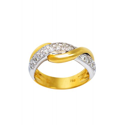 Δαχτυλίδι από Κίτρινο και Λευκό Χρυσό 18 Καρατίων  Κ18 με Διαμάντι 001140