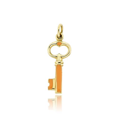 Μενταγιόν Κλειδάκι από Κίτρινο Χρυσό 14 Καρατίων με Σμάλτο 001720