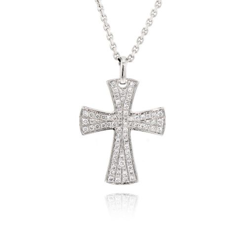 Βαπτιστικός Σταυρός για Κορίτσι από Λευκό Χρυσό Κ18 με Διαμάντια Μπριγιάν 002762