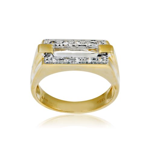 Δαχτυλίδι από Κίτρινο και Λευκό  Χρυσό 14 Καράτια Κ14 με Πέτρες Ζιργκόν 003040