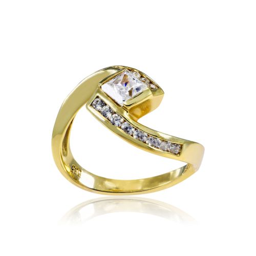 Δαχτυλίδι Κίτρινο Χρυσό 14 Καρατίων Κ14 με Πέτρες Ζιργκόν 003103