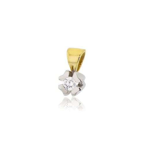 Μενταγιόν Μονόπετρο από Κίτρινο και Λευκό Χρυσό Κ14 με Πέτρα Ζιργκόν 003408