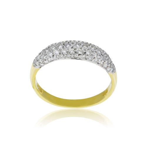 Δαχτυλίδι Κίτρινο και Λευκό Χρυσό Κ18 με Διαμάντια 003510