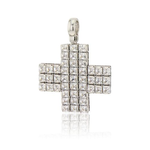 Σταυρός Γυναικείος  Λευκό  Χρυσό 14 Καρατίων Κ14 με Πέτρες Ζιργκόν 004132