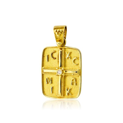 Μενταγιόν Κωνσταντινάτο Κίτρινο Χρυσό 18 Καρατίων με Διαμάντι Μπριγιάν 007025