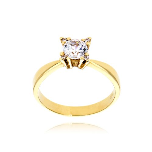 Δαχτυλίδι Μονόπετρο από Κίτρινο Χρυσό 14 Καρατίων με Πέτρες Ζιργκόν 007808