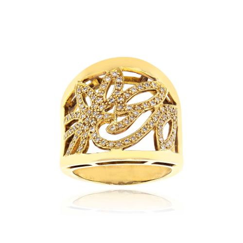 Δαχτυλίδι Κίτρινο Χρυσό 18 Καρατίων Κ18 με Διαμάντια Μπριγιάν 008325