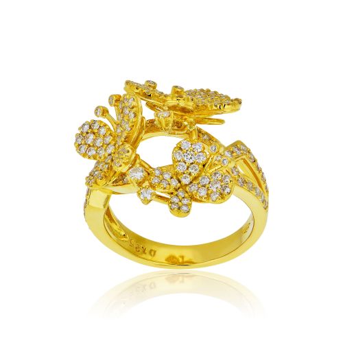 Δαχτυλίδι Κίτρινο Χρυσό 18 Καρατίων Κ18 με Διαμάντια Μπριγιάν 008327