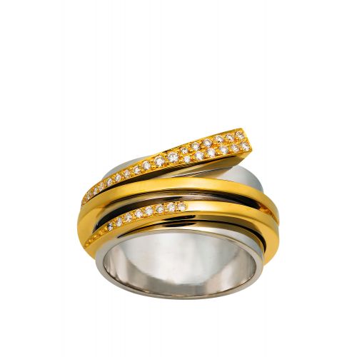 Δαχτυλίδι από Κίτρινο και Λευκό Χρυσό 18 Καρατίων με Διαμάντια Μπριγιάν 010640