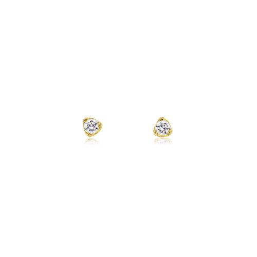 Σκουλαρίκια Μονόπετρα Κίτρινο Χρυσό 14 Καρατίων Κ14 με Πέτρες Ζιργκόν 010999