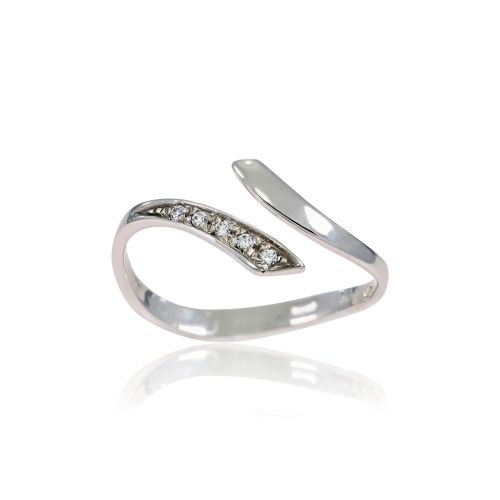 Δαχτυλίδι από Λευκό Χρυσό Κ14 με Πέτρες Ζιργκόν 012546