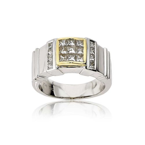 Δαχτυλίδι Λευκό και Κίτρινο Χρυσό 18 Καρατίων Κ18 με Διαμάντια 012904