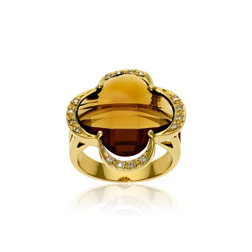Δαχτυλίδι Κίτρινο Χρυσό 18 Καρατίων Κ18 με Διαμάντια & Πολύτιμους Λίθους 013253