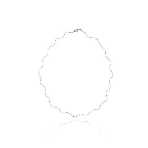 Κολιέ από Λευκό Χρυσό 18 Καρατίων με Μαργαριτάρια 014006