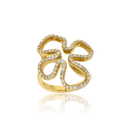Δαχτυλίδι Λουλούδι Κίτρινο Χρυσό 18 Καρατίων  με Διαμάντια Μπριγιάν 014336