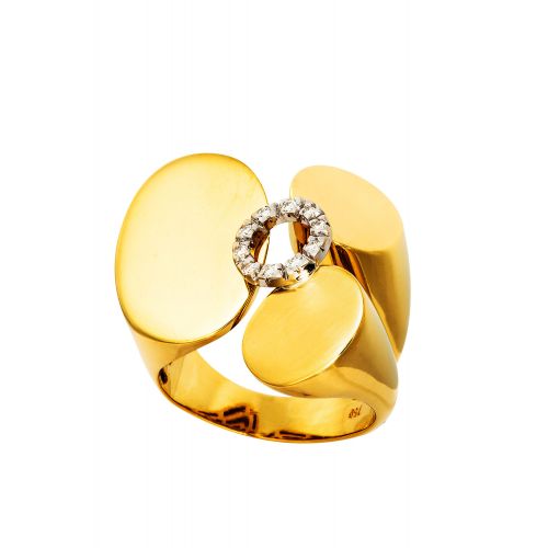 Δαχτυλίδι από Λευκό και Κίτρινο Χρυσό 18 Καρατίων Κ18 με Διαμάντια 014408