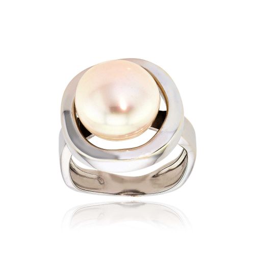 Δαχτυλίδι από Λευκό Χρυσό Κ18 με Μαργαριτάρι 015459