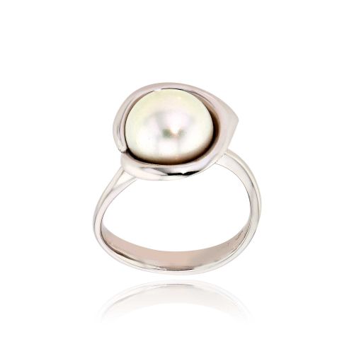Δαχτυλίδι από Λευκό Χρυσό Κ18 με Μαργαριτάρια 015460