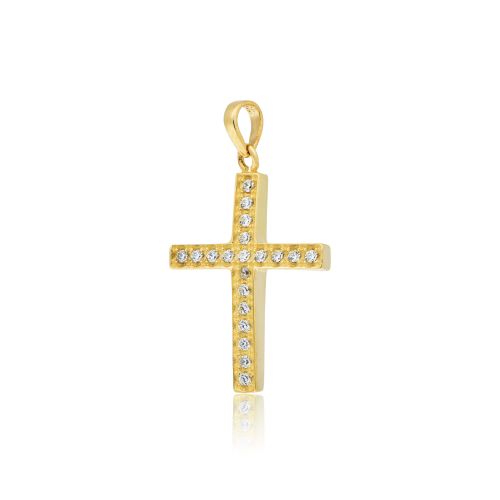 Σταυρός Aloro με Κίτρινο Χρυσό Κ14 και Ζιργκόν 017817