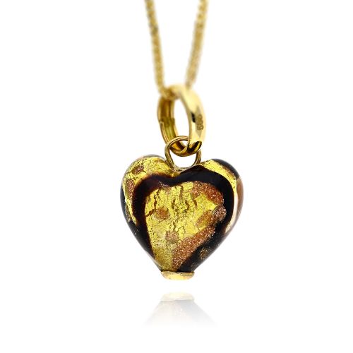 Μενταγιόν Καρδιά από Κίτρινο Χρυσό Κ14 με Μουράνο 018900