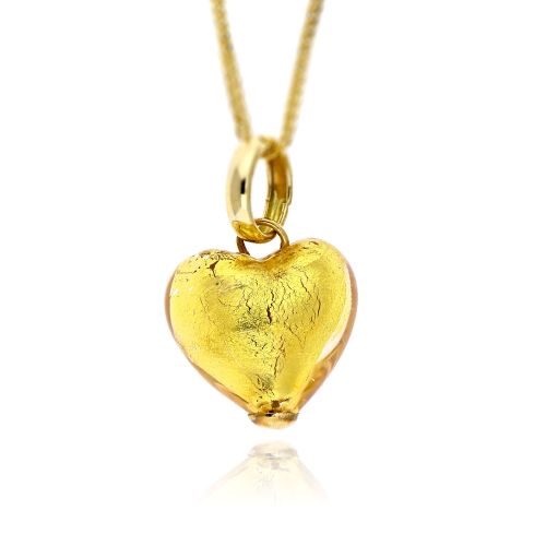 Μενταγιόν Καρδιά από Κίτρινο Χρυσό Κ14 με Μουράνο018901