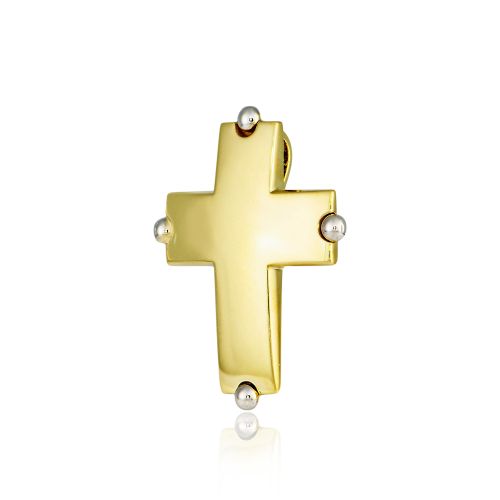 Σταυρός Βάπτισης Τριάντος για Αγόρι και Κορίτσι Κίτρινο και Λευκό Χρυσό Κ14 019824