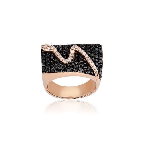 Δαχτυλίδι Σεβαλιέ Ροζ Χρυσό 18 Καρατίων Κ18 με Διαμάντια Μπριγιάν 021965