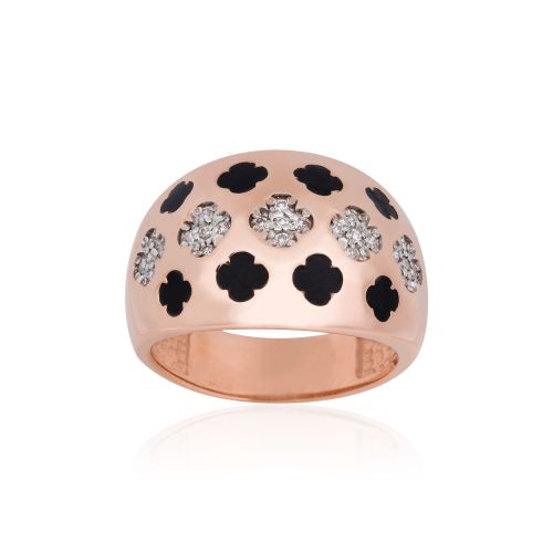 Δαχτυλίδι Σεβαλιέ από Ροζ Χρυσό 9 Καρατίων με Πέτρες Ζιργκόν 022361