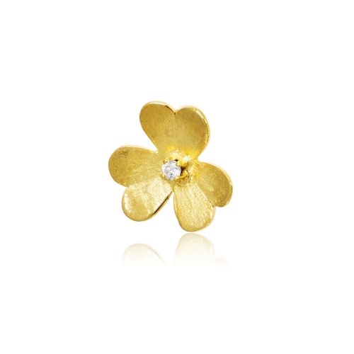Μενταγιόν Λουλούδι από Κίτρινο Χρυσό Κ14 με Διαμάντι 022624