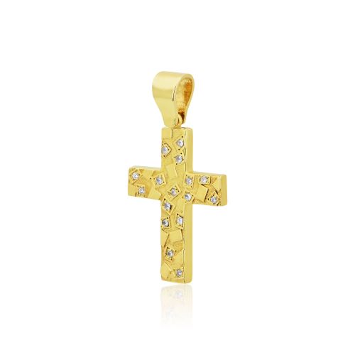 Σταυρός Βάπτισης για Κορίτσι Επιχρυσωμένο Ασήμι 925 με Πέτρες Ζιργκόν 024939