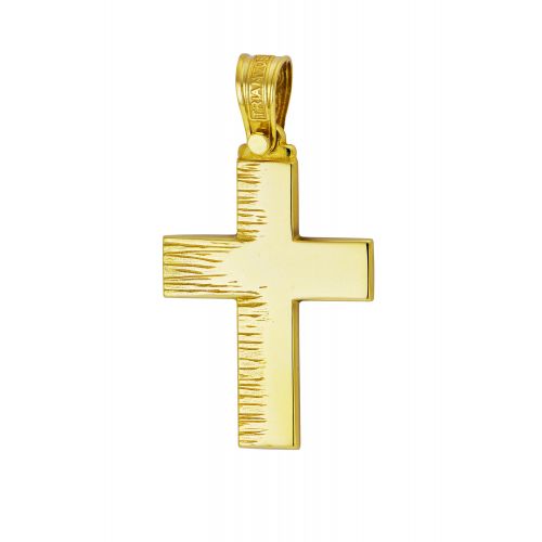 Σταυρός Βάπτισης Τριάντος για Αγόρι Σκέτος Κίτρινο Χρυσό Κ14 025104