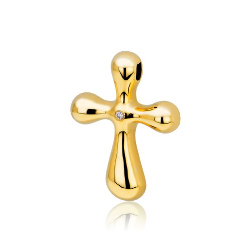 Σταυρός Βάπτισης για Κορίτσι Val΄Oro από Κίτρινο Χρυσό Κ14 με Διαμάντι 026965