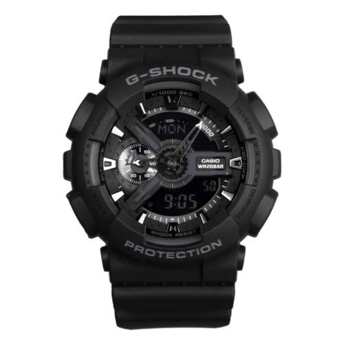Ρολόι Casio G-Shock Quartz με Μαύρο Λουράκι από Καουτσούκ GA-110-1BER