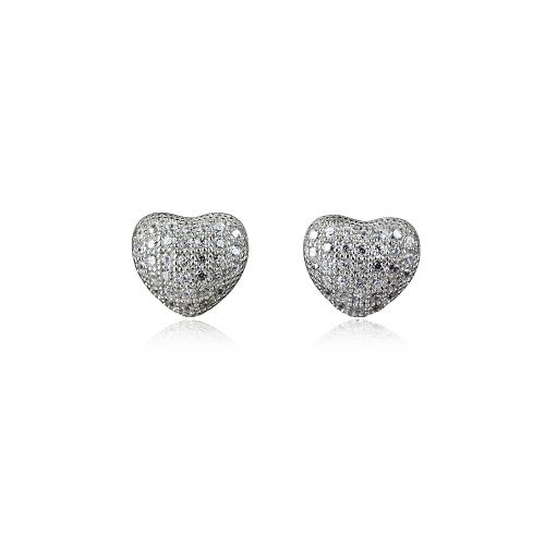 Σκουλαρίκια Καρδιά από Ασήμι 925 με Πέτρες Ζιργκόν 028091
