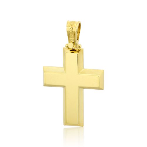 Σταυρός Βάπτισης Τριάντος για Αγόρι Σκέτος Κίτρινο Χρυσό 14 Καρατίων 029960