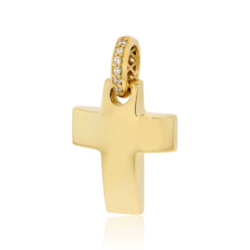 Σταυρός Βάπτισης για Κορίτσι Κίτρινο Χρυσό Κ14 με Πέτρες Ζιργκόν 030127