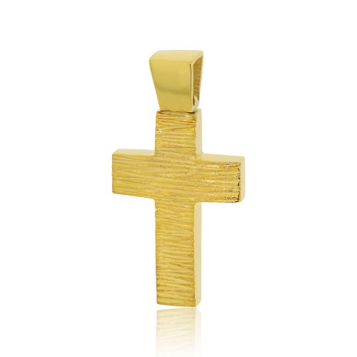 Σταυρός Βάπτισης για Αγόρι Σκέτος Κίτρινο Χρυσό 14 Καρατίων Κ14 030223