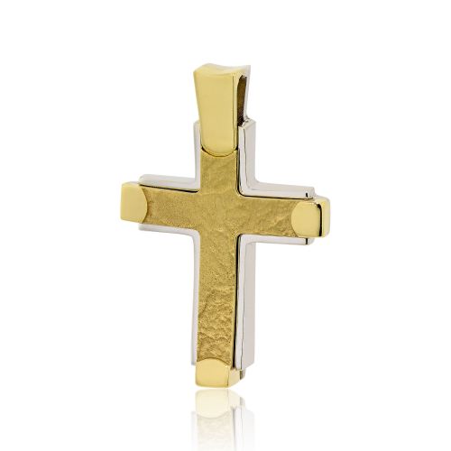 Σταυρός Βάπτισης Val΄Oro για Αγόρι Σκέτος από Κίτρινο και Λευκό Χρυσό Κ14 030254