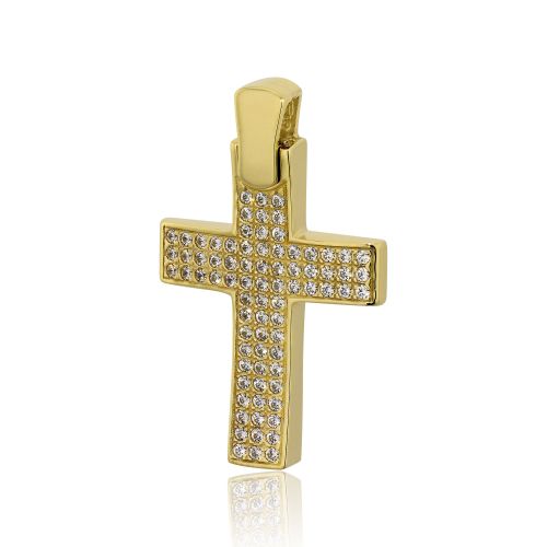 Σταυρός Βάπτισης για Κορίτσι Val΄Oro από Κίτρινο Χρυσό Κ14 με Πέτρες Ζιργκόν 030259